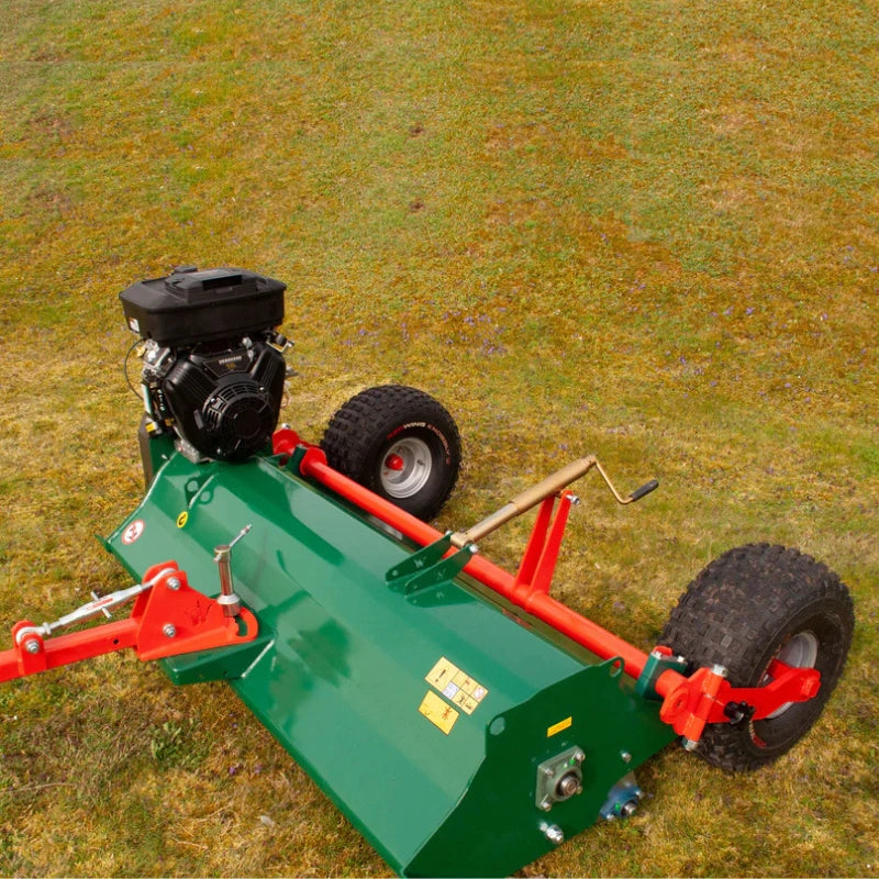 ATV flail mower with wheels at the back